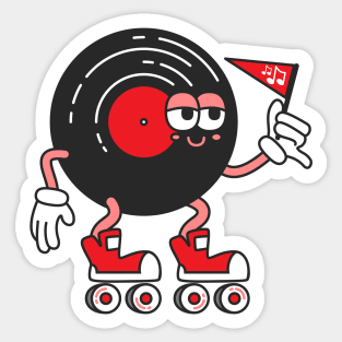 Spinnin' Wax and Rollin' Skates Sticker